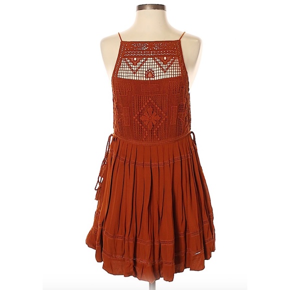 Free People Orange/Red Dress with woven cut out details - Picture 1 of 2